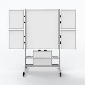Luxor Mobile Collaboration Station Whiteboard with 4 Attachable Marker Boards - 40.4" x 48.6" - White Surface, Silver Aluminum Frame  COLLAB-STATION