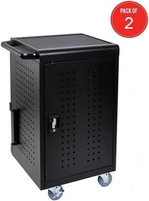 Luxor Office Classroom 30 Tablet/Chromebook Charging Cart - Black (pack of 2)