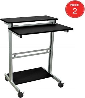 Luxor Office Mobile Stand Up Workstation - Black (pack of 2)