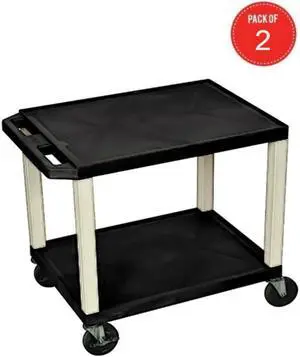 H WILSON WT26E Movable Multipurpose Utility Serving Cart, Black (pack of 2)