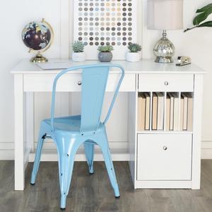 Walker Edison Home Office Deluxe White Wood Storage Computer Desk