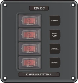 Breaker/Switch Panel, 4 Pos., Gray Breaker/Switch Panel, 4 Pos., Gray