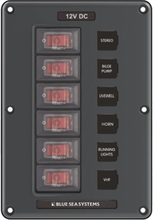 Breaker/Switch Panel, 6 Pos., Gray Breaker/Switch Panel, 6 Pos., Gray