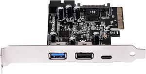 5 ports USB 3.1+3.0 combo PCIe Gen2 x 2 card, 1 port USB 3.1 Gen2 10Gbps Type C and 2 ports USB 3.0 Type A + 2 ports internal 19pin USB 3.0