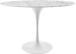 Lippa 48" Oval Artificial Marble Dining Table - White