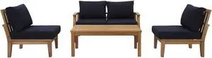 Marina 5 Piece Outdoor Patio Teak Set - Natural Navy