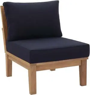 Marina Armless Outdoor Patio Teak Sofa - Natual Navy