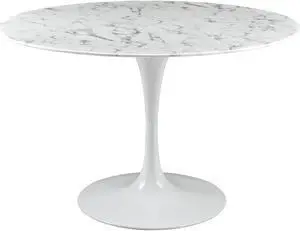 Lippa 47" Round Artificial Marble Dining Table - White