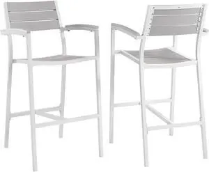 Maine Bar Stool Outdoor Patio Set of 2 - White Light Gray
