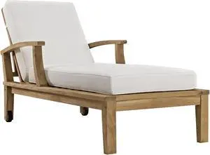Marina Outdoor Patio Teak Single Chaise - Natural White