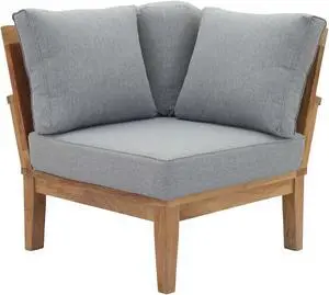Marina Outdoor Patio Teak Corner Sofa - Natural Gray