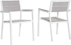 Maine Dining Armchair Outdoor Patio Set of 2 - White Light Gray