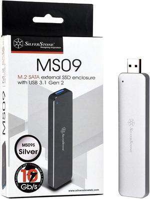 Silver - M.2 SATA external SSD enclosure with USB 3.1 Gen 2 10 Gbps interface, support 2260 and 2280 SATA M.2 SSD(B Key)