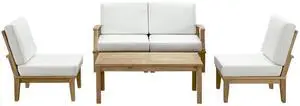 Marina 5 Piece Outdoor Patio Teak Set - Natural White