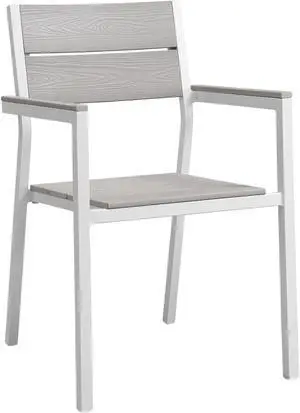 Maine Dining Outdoor Patio Armchair - White Light Gray