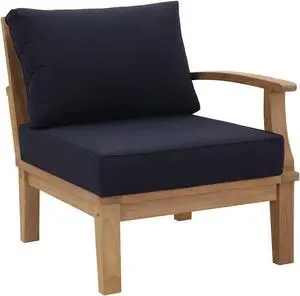 Marina Outdoor Patio Teak Right-Facing Sofa - Natual Navy