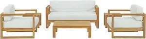 Upland 6 Piece Outdoor Patio Teak Set - Natural White