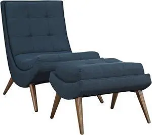 Ramp Upholstered Fabric Lounge Chair Set - Azure