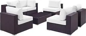 Convene 7 Piece Outdoor Patio Sectional Set - Espresso White