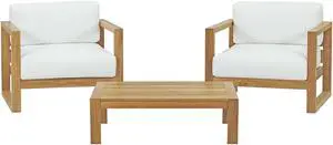 Upland 3 Piece Outdoor Patio Teak Set - Natural White
