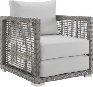 Aura Rattan Outdoor Patio Armchair - Gray White