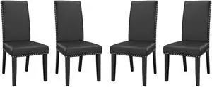 Parcel Dining Side Chair Vinyl Set of 4 - Black