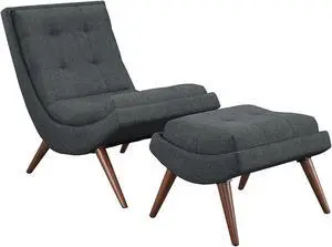 Ramp Upholstered Fabric Lounge Chair Set - Gray