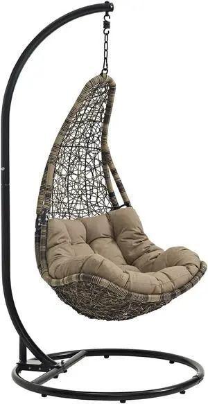 Abate Outdoor Patio Swing Chair With Stand - Black Mocha Abate Outdoor Patio Swing Chair With Stand - Black Mocha
