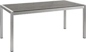 Shore Outdoor Patio Aluminum Dining Table - Silver Gray