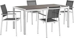 Shore 5 Piece Outdoor Patio Aluminum Dining Set - Silver Black Shore 5 Piece Outdoor Patio Aluminum Dining Set - Silver Black