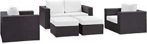 Convene 5 Piece Outdoor Patio Sofa Set - Espresso White