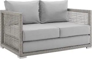Aura Outdoor Patio Wicker Rattan Loveseat - Gray Gray