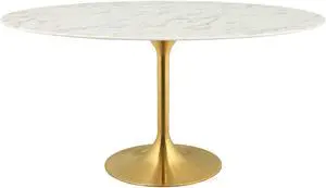 Lippa 60" Oval Dining Table - Gold White