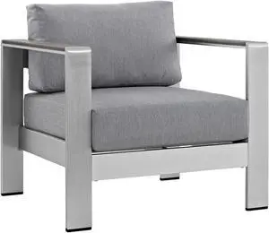 Shore Outdoor Patio Aluminum Armchair - Silver Gray