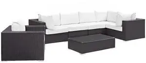 Convene 7 Piece Outdoor Patio Sectional Set - Espresso White