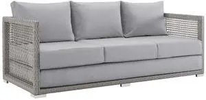 Aura Outdoor Patio Wicker Rattan Sofa - Gray Gray