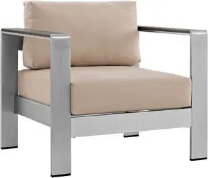 Shore Outdoor Patio Aluminum Armchair - Silver Beige