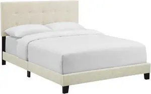 Amira King Upholstered Fabric Bed - Beige