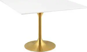 Lippa 47" Square Dining Table - Gold White