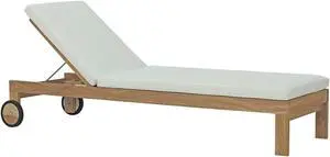 Upland Outdoor Patio Teak Chaise - Natural White