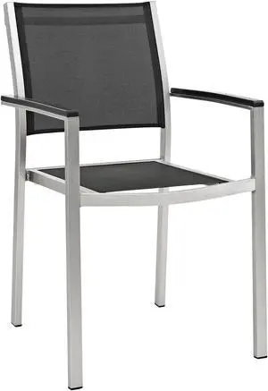 Shore Outdoor Patio Aluminum Dining Chair - Silver Black Shore Outdoor Patio Aluminum Dining Chair - Silver Black