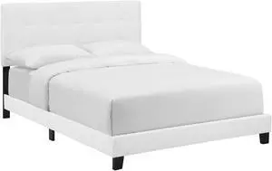 Amira Queen Upholstered Fabric Bed - White