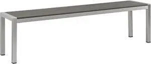 Shore Outdoor Patio Aluminum Bench - Silver Gray
