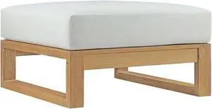 Upland Outdoor Patio Teak Ottoman - Natural White