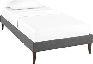 Tessie Twin Fabric Bed Frame with Squared Tapered Legs - Gray