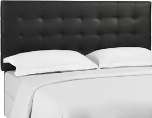 Paisley Tufted King and California King Upholstered Faux Leather Headboard - Black