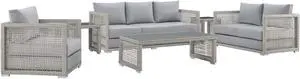Aura 6 Piece Outdoor Patio Wicker Rattan Set - Gray Gray