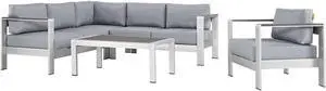 Shore 5 Piece Outdoor Patio Aluminum Sectional Sofa Set - Silver Gray