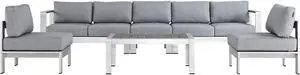 Shore 6 Piece Outdoor Patio Aluminum Sectional Sofa Set - Silver Gray