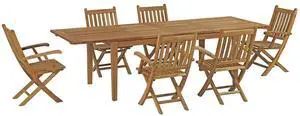 Marina 7 Piece Outdoor Patio Teak Outdoor Dining Set - Natural Marina 7 Piece Outdoor Patio Teak Outdoor Dining Set - Natural